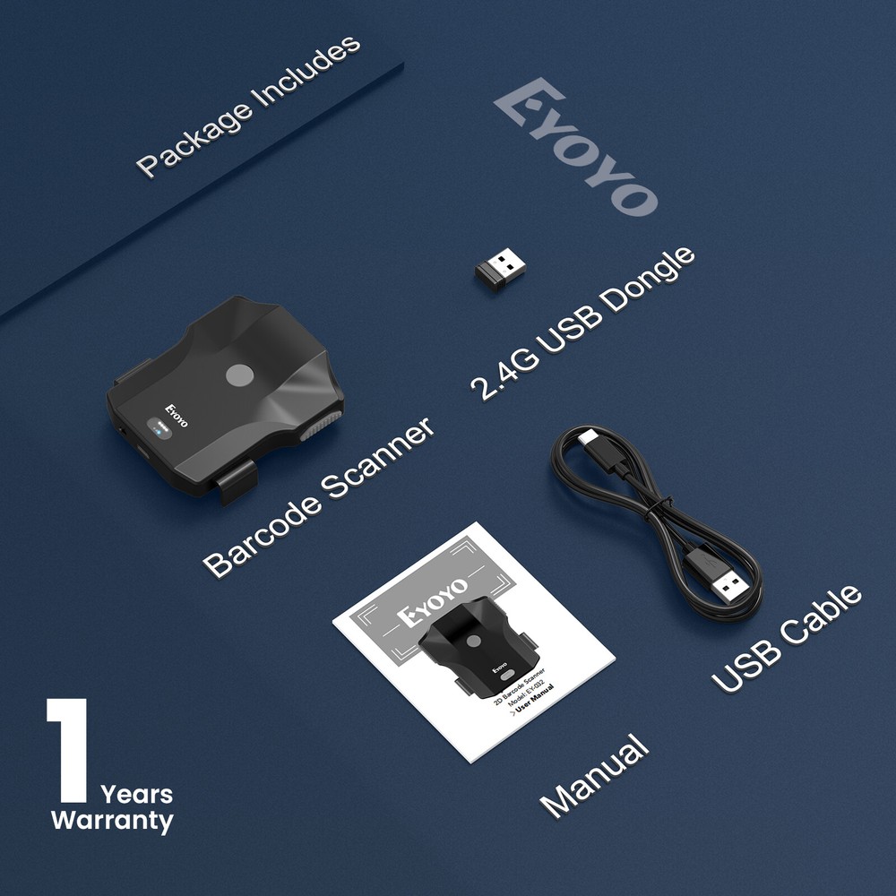 Eyoyo Bluetooth Back Clip Barcode Scanner for Phone,1D 2D QR Code UPC EAN Reader