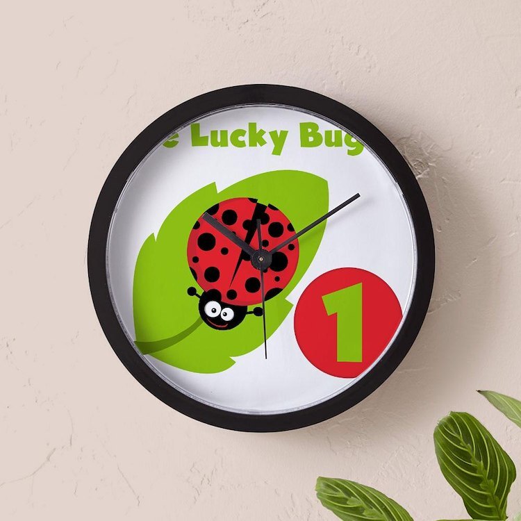 CafePress LUCKYBUGFIRSTBDAY 10" Wall Clock (1050162888)
