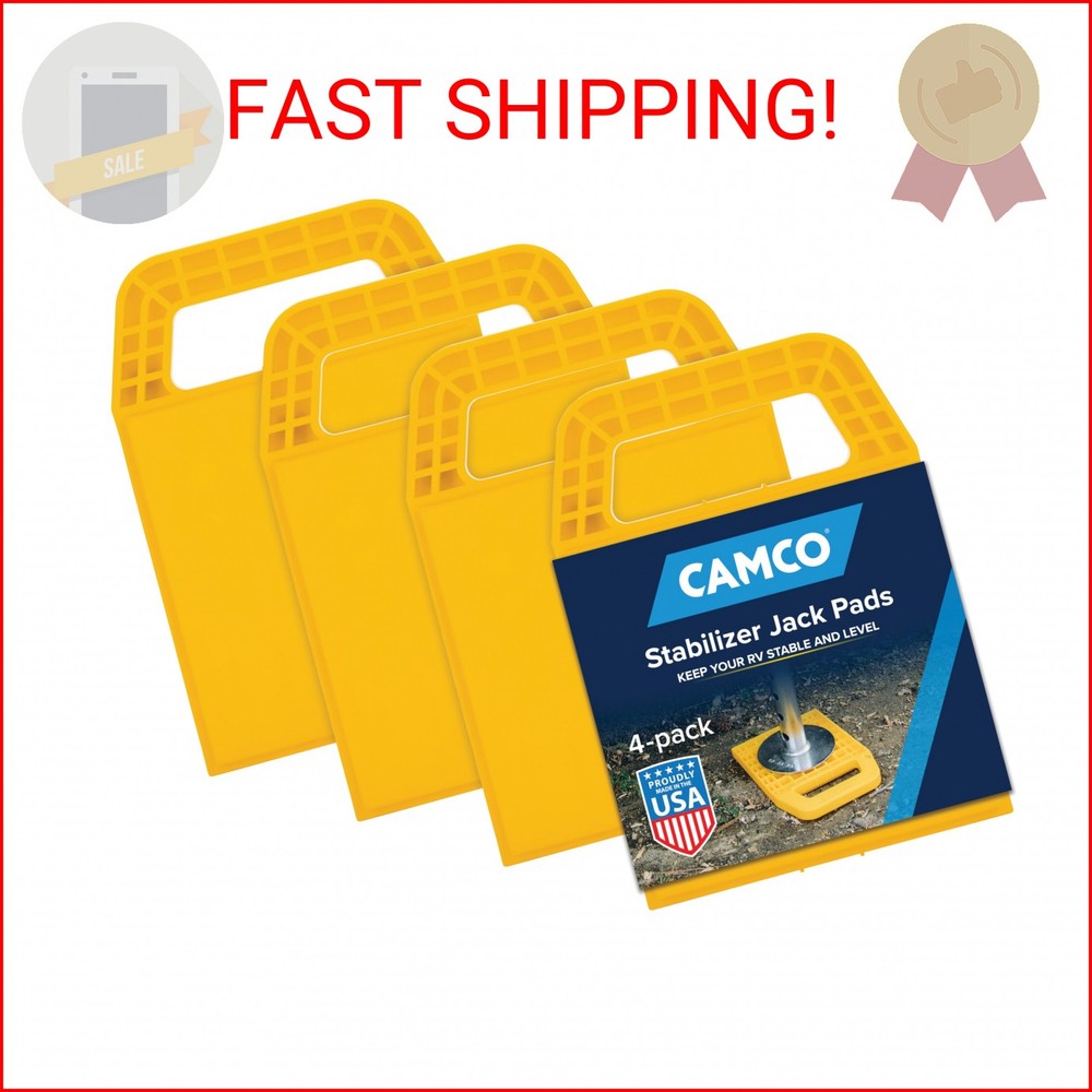 Camco RV Stabilizing Jack Pads - Features Interlocking Design & Includes Handy S