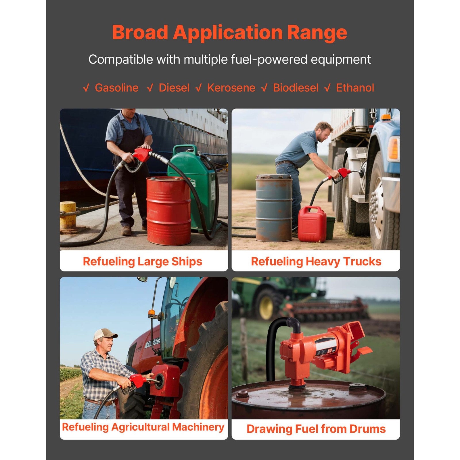 Uimoso Electric Fuel Transfer Pump 110V for Diesel, Oil, and Kerosene, 15 GPM