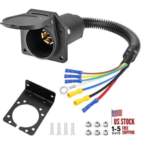 ,7 Way Trailer Light Connector Socket,7 Prong Electrical 7 Pin Trailer Plug