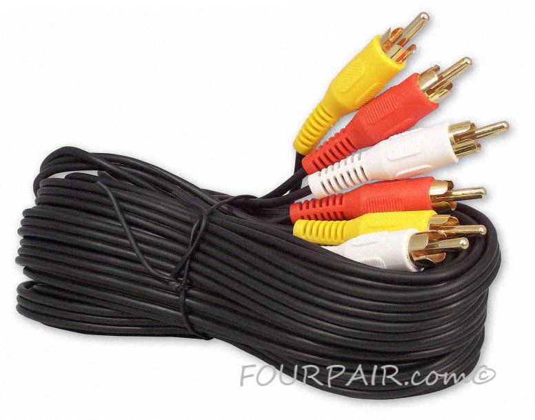 10ft 3-RCA Red White Yellow Composite Stereo Audio Video AV Cable Cord VCR DVD