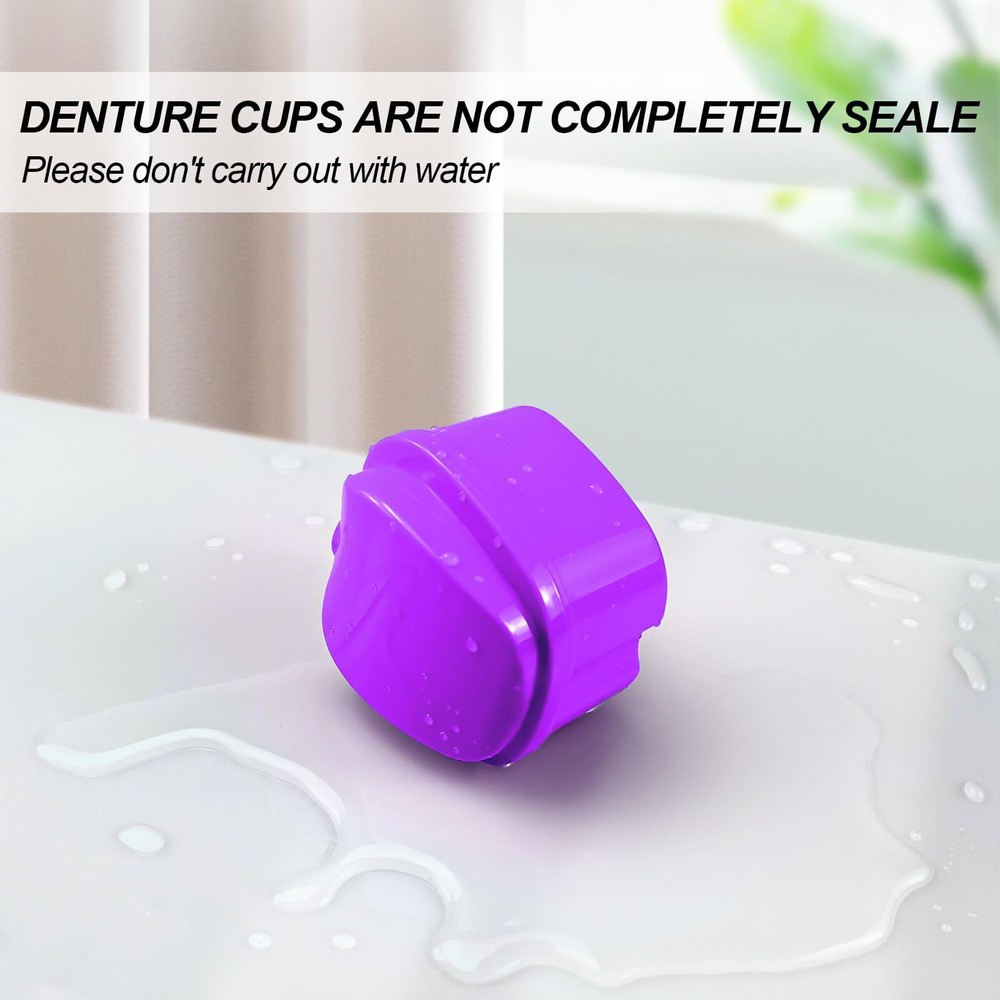 Denture Cleaning Cup with Brush Case Container Denture Storage Retainer Holder