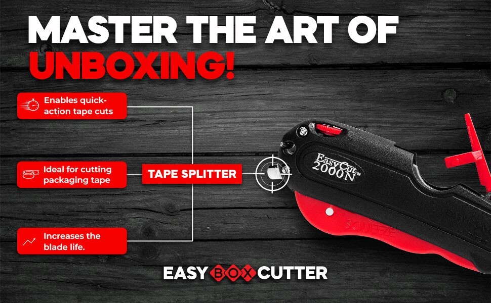 Easy Cut 2000N RED Safety Box Cutter Knife with Holster (Pack of 2 Cutters)