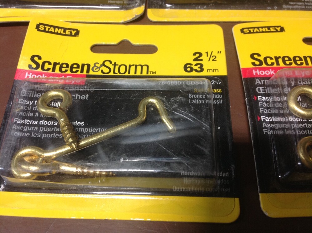 100 Stanley storm door Hook Eye Solid Brass Latching Doors Gates 75-0630 2 1/2