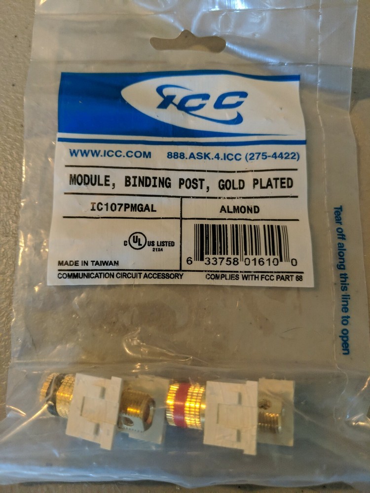 ICC IC107PMGAL Almond Binding Post Keystone Module for Hi-Fi Audio installations