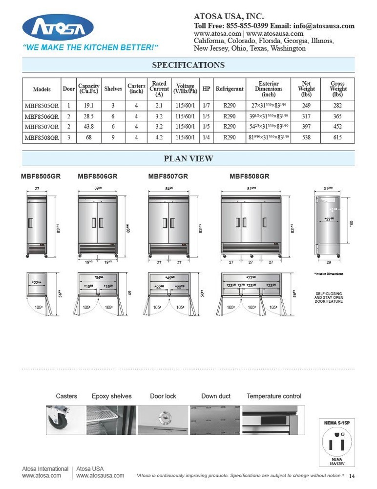 Atosa MBF8508GR 3-Door REFRIGERATOR