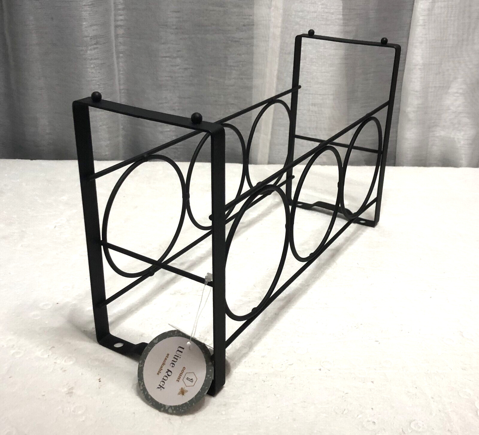 3 Bottle Countertop Wall Mount or Table Top Elegant Iron Wine Rack Black 7x12x4"