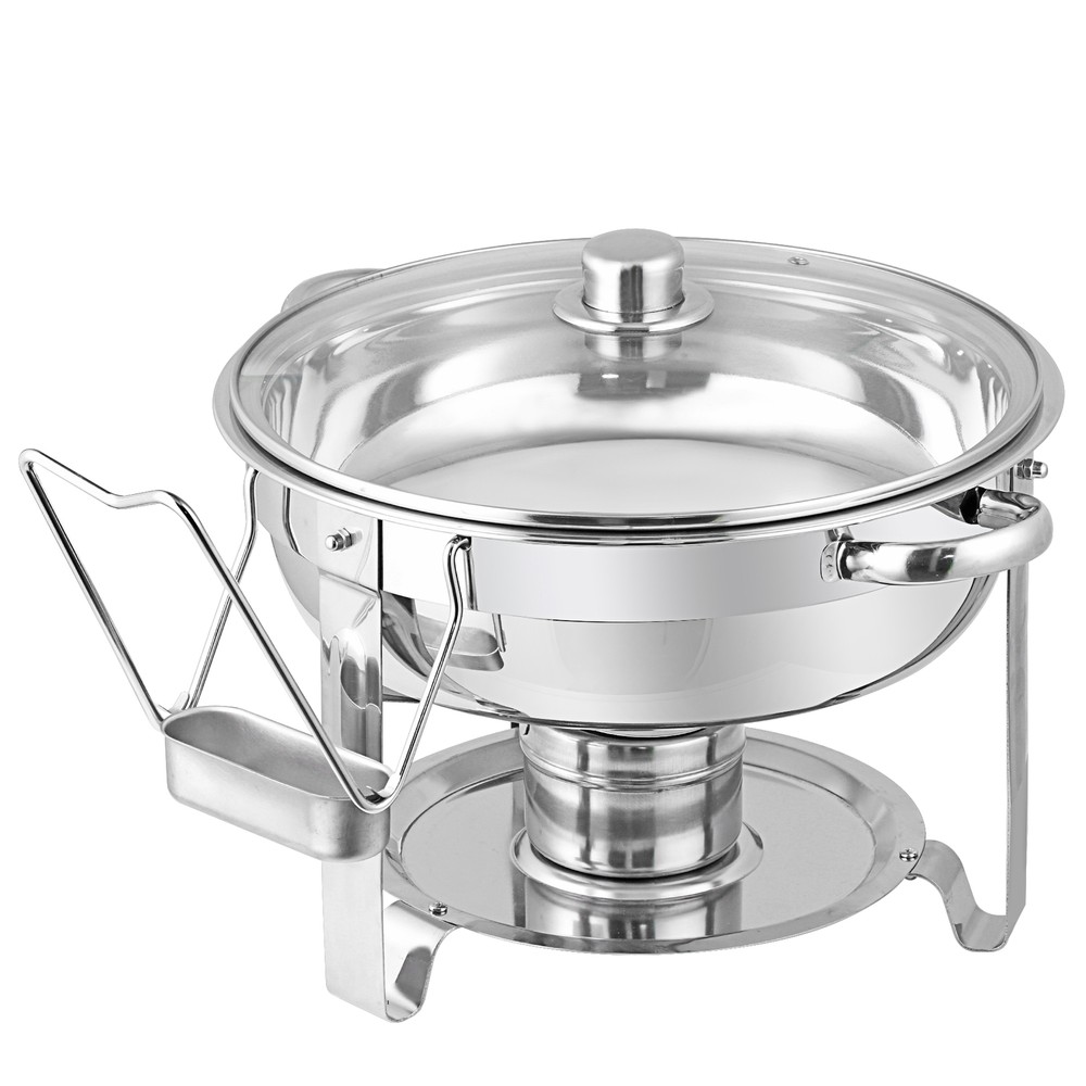 5 Quart 2Pack Full Size Chafing Dish Buffet Set Round Catering Warmer Set Silver