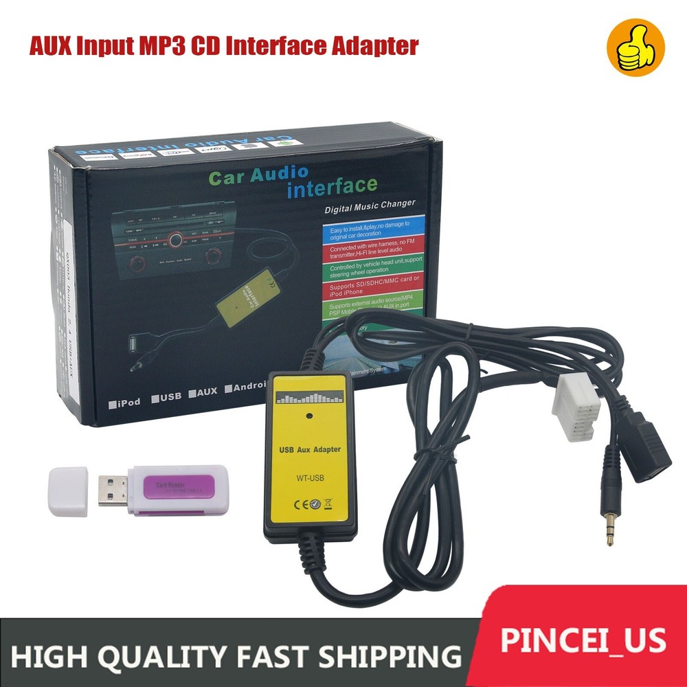NEW AUX Input MP3 CD Interface Adapter Changer USB Cable + Reader pe66