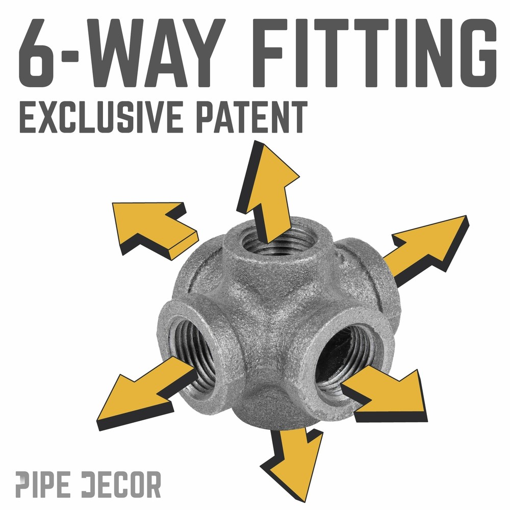 3/8 in. Black 6-Way Fitting