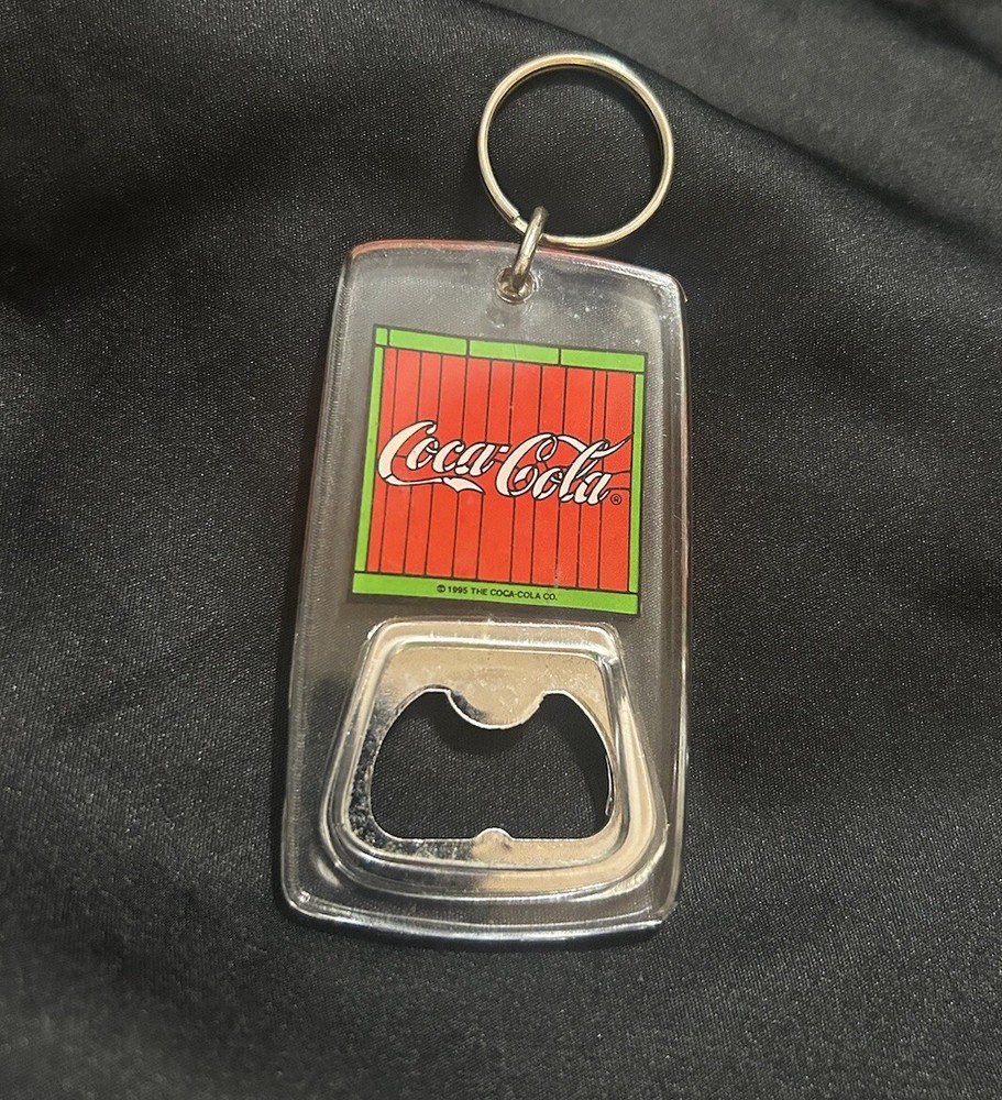 Coca Cola beer opener & keyring Clear Lucite Red Logo