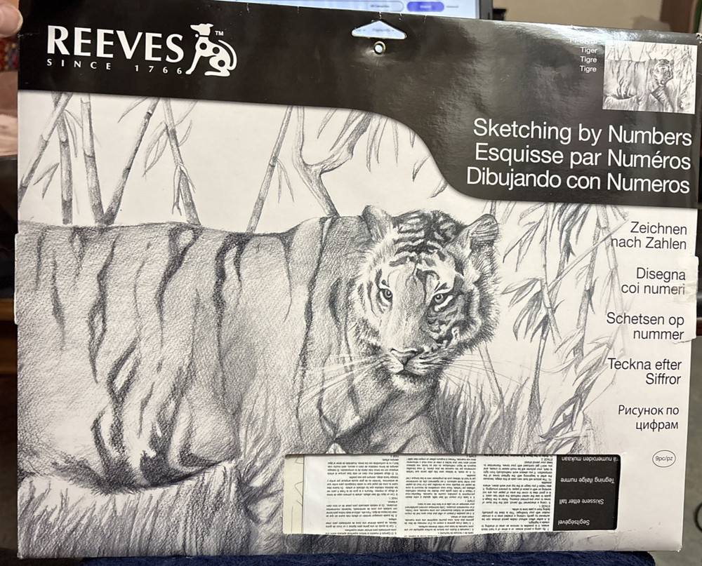 Rare Reeves Sketching By Numbers TIGER Kit PPSK10 opened