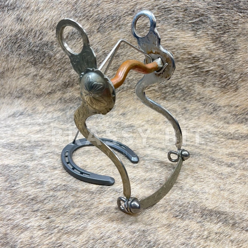 4 3/4" Vintage Silver Engraved Curb Bit