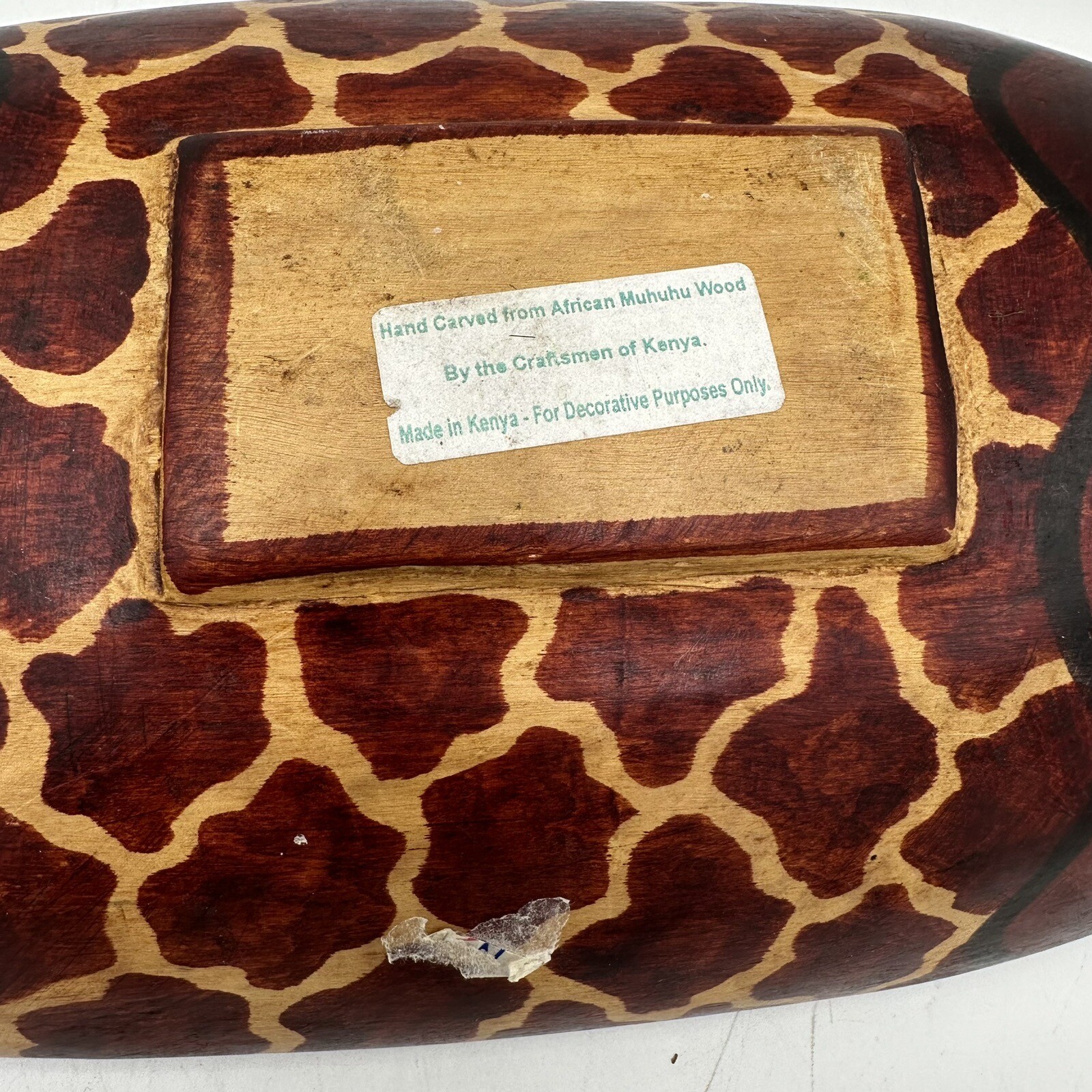 African Wooden Bowl Hand Carved From Kenya 11.5" x 5.5" Hand Painted Vintage