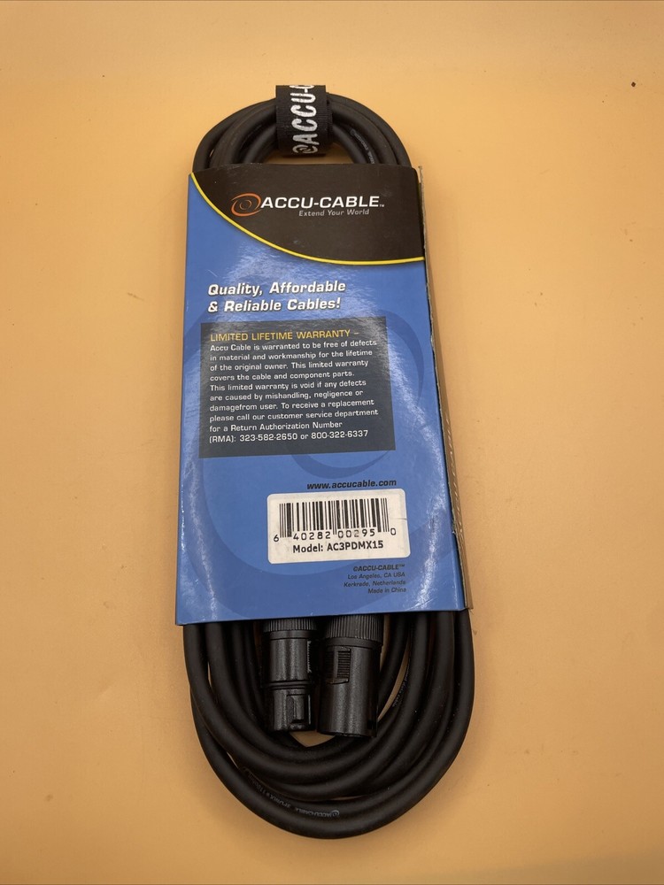 Accu-Cable 3-Pin DMX Cable - 15 ft