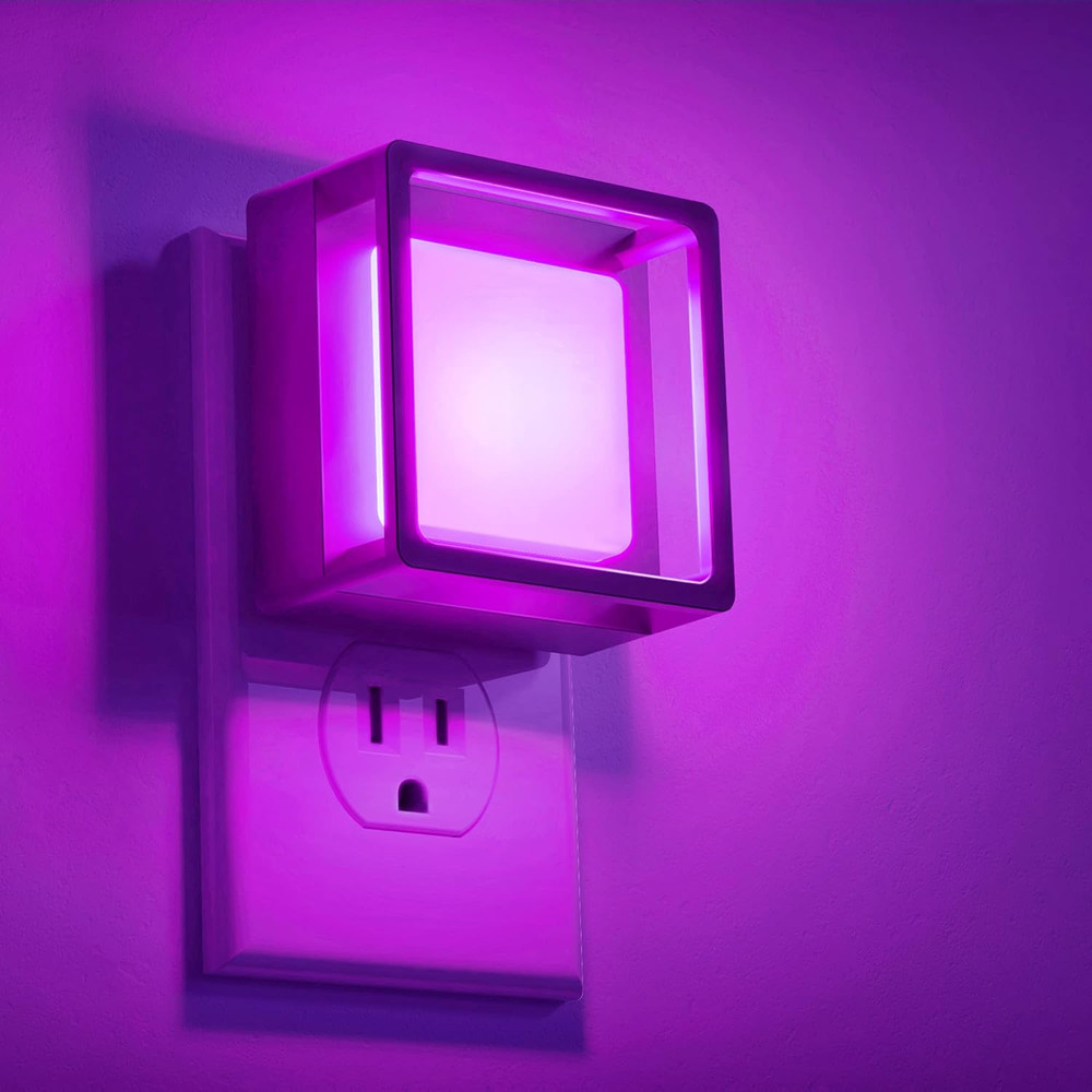 Purple Night Lights [2 Pack], Dusk to Dawn Sensor, Adjustable Brightness, Bedroo