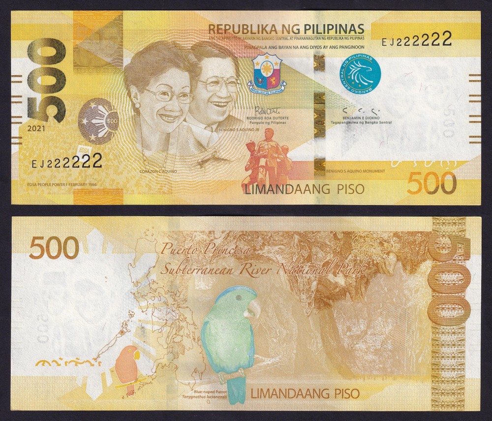 2021 NEW GENERATION 100 Pesos DUTERTE SOLID NO. EJ222222 Philippine Banknote