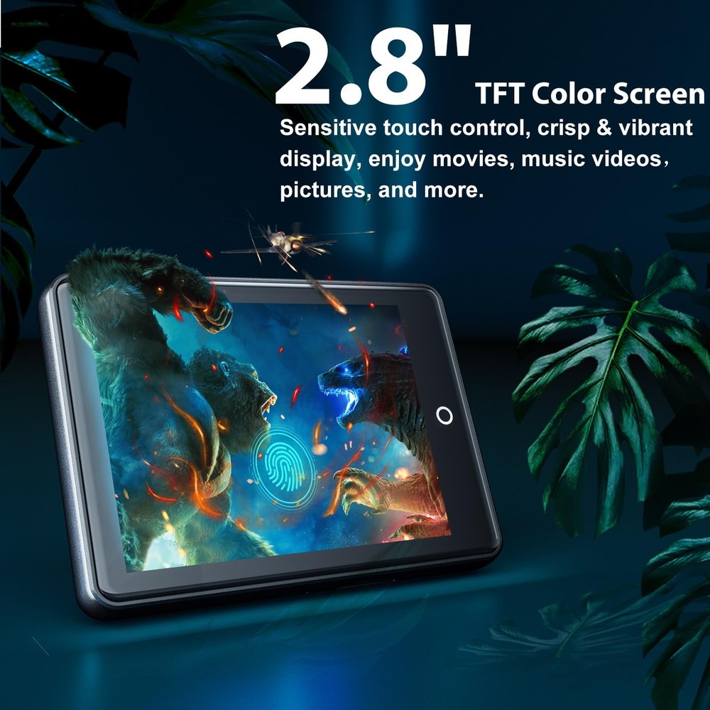 64GB MP3 Player with Bluetooth 5.3, 2.8-inch Touchscreen, Speaker, 18 Soothin...