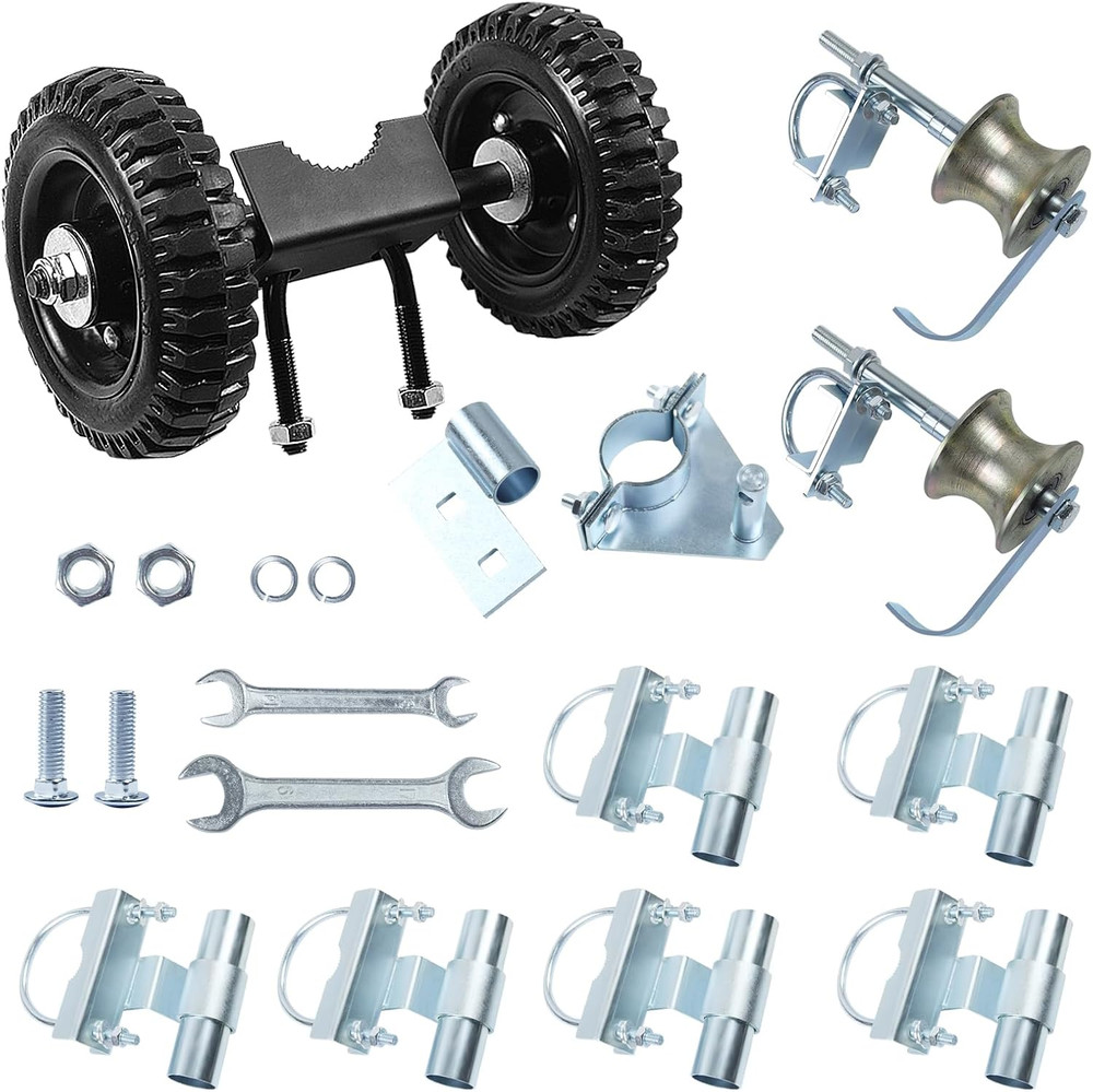 Durable Rolling Gate Hardware Kit with 6" Wheels & Track Brackets