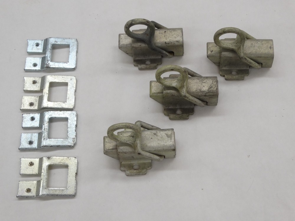 4 Vintage Steel Tilt-In Spring Loaded Window Catches w/ Ring Pull Release