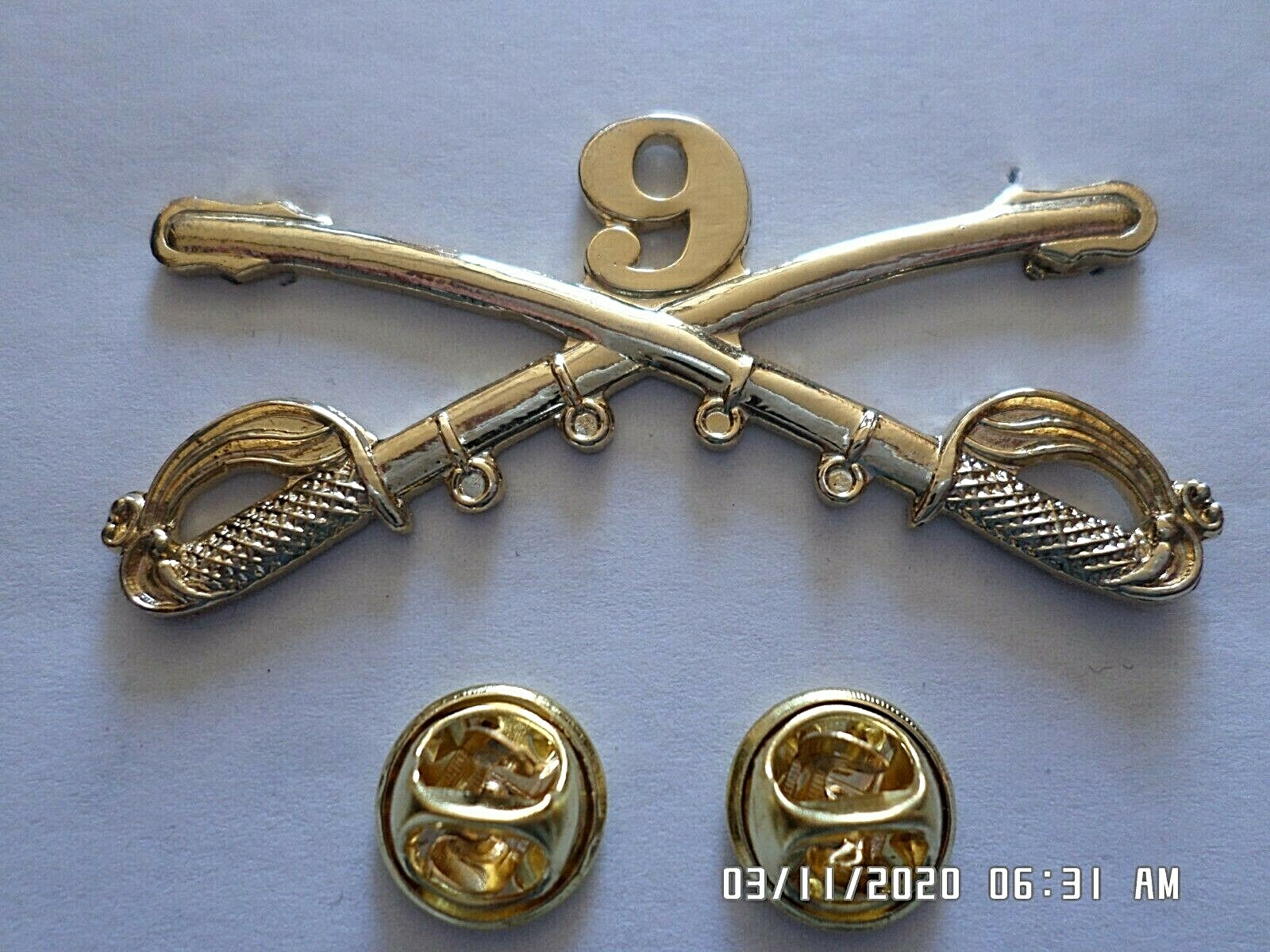 9th CAVALRY SWORDS SABERS MILITARY HAT PIN REGIMENT BADGE BUFFALO SOLDIERS