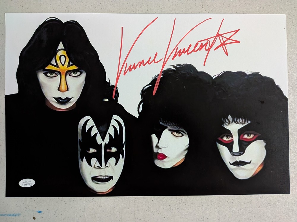 VINNIE VINCENT Signed 11x17 KISS Poster Autograph JSA BAS BECKETT COA G