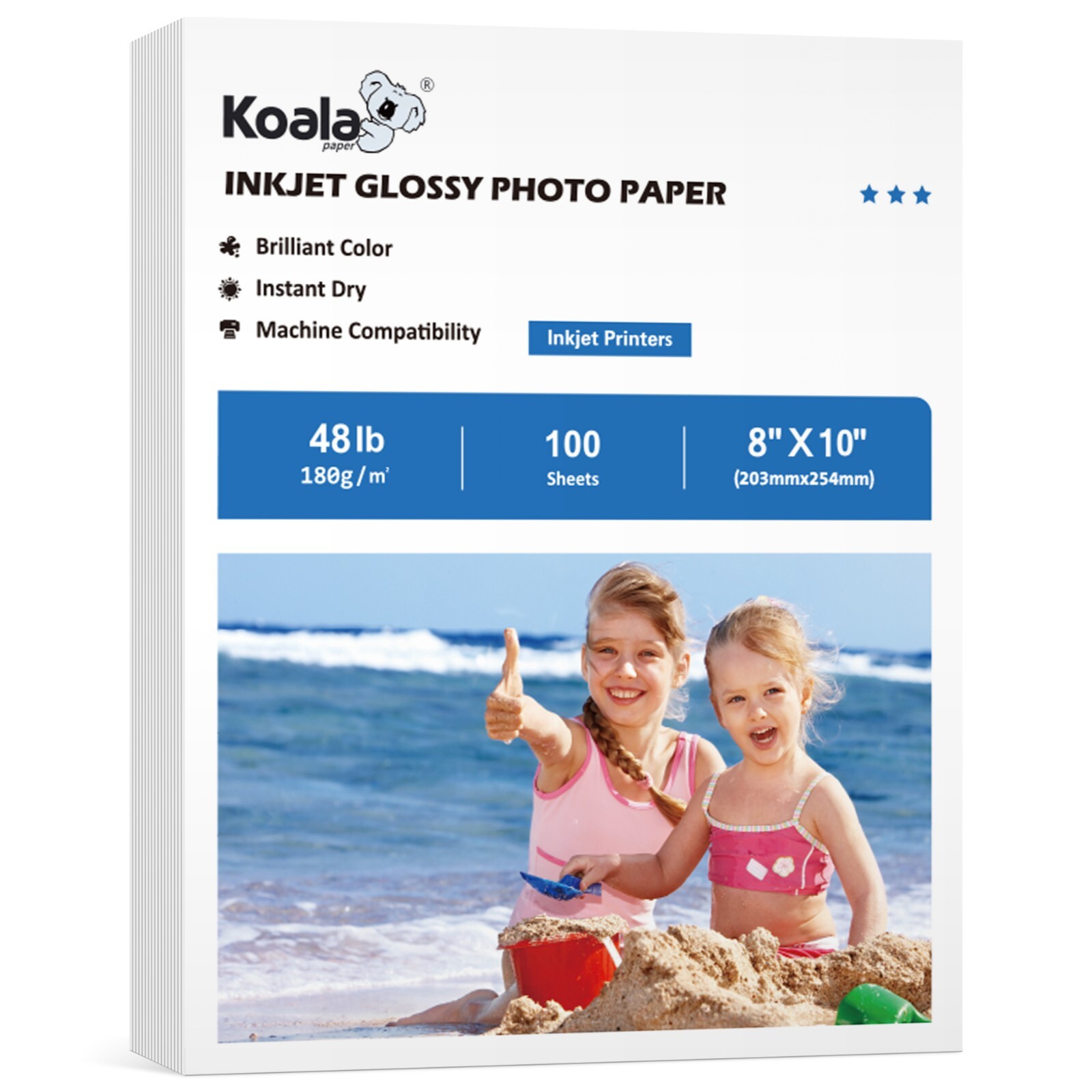 Koala Inkjet Photo Paper 8X10 Glossy 48lb 100 Sheets Photographic Picture Paper
