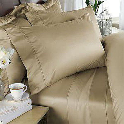 King Size Beige Solid 4 Piece Sheet Set 1000 Thread Count 100% Egyptian Cotton