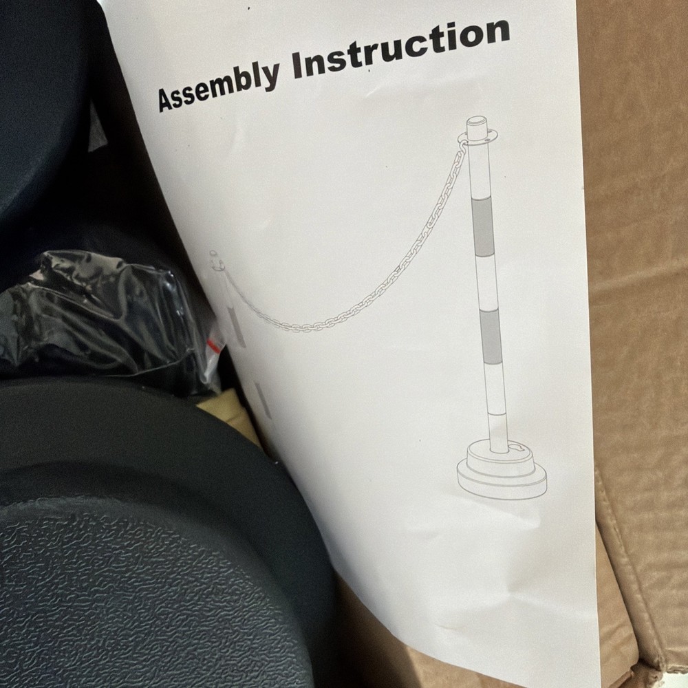 4 Pack- 34” Traffic Delineator Post Cones, Fillable Base & 5ft Plastic Chains