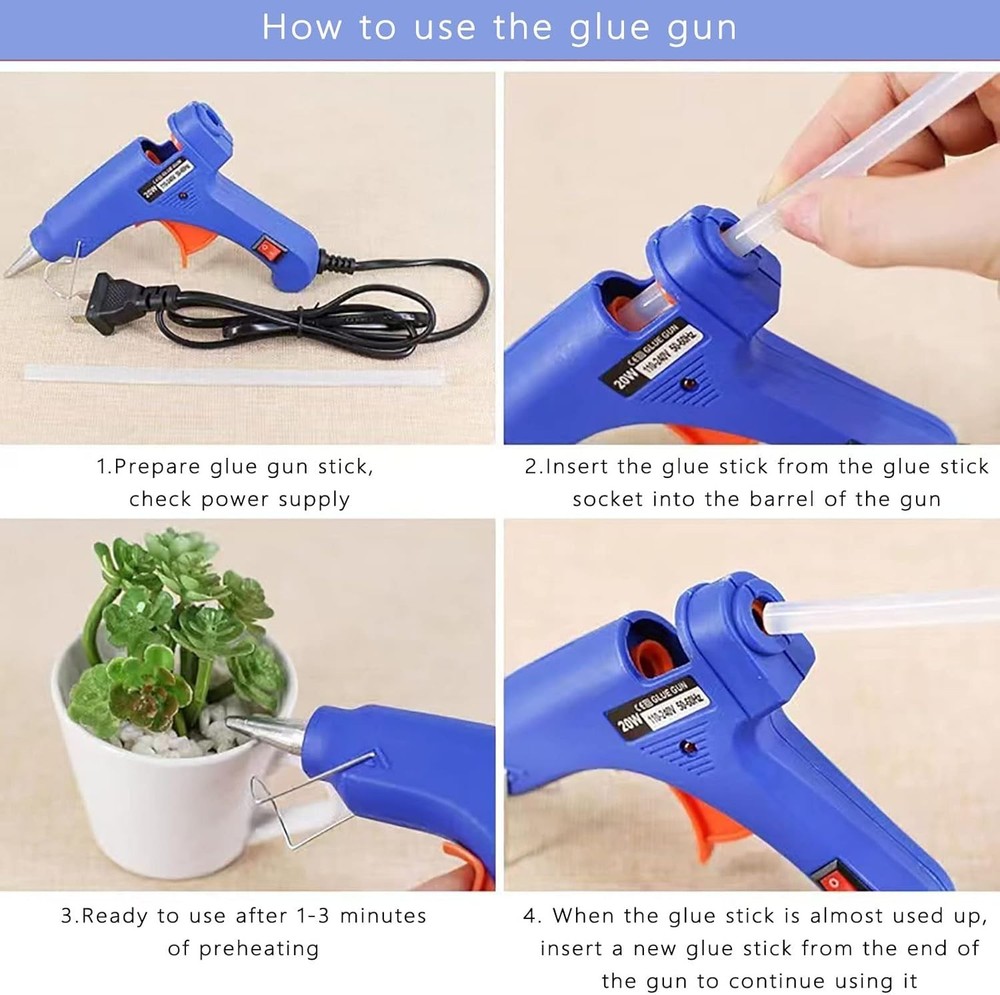 Safe & Efficient Mini Hot Glue Gun with 10 Sticks – Heats Quickly for Projects