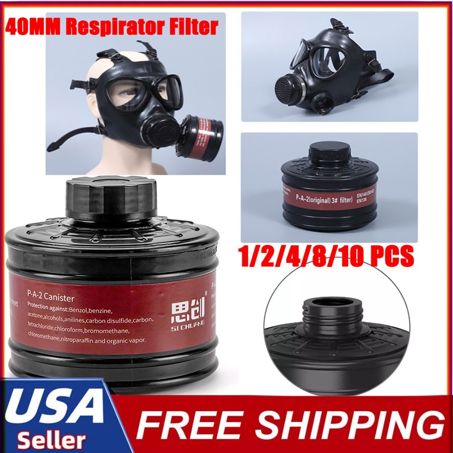 Full Face Gas Mask Survival Nuclear and Chemical 40mm Activated Carbon Filter