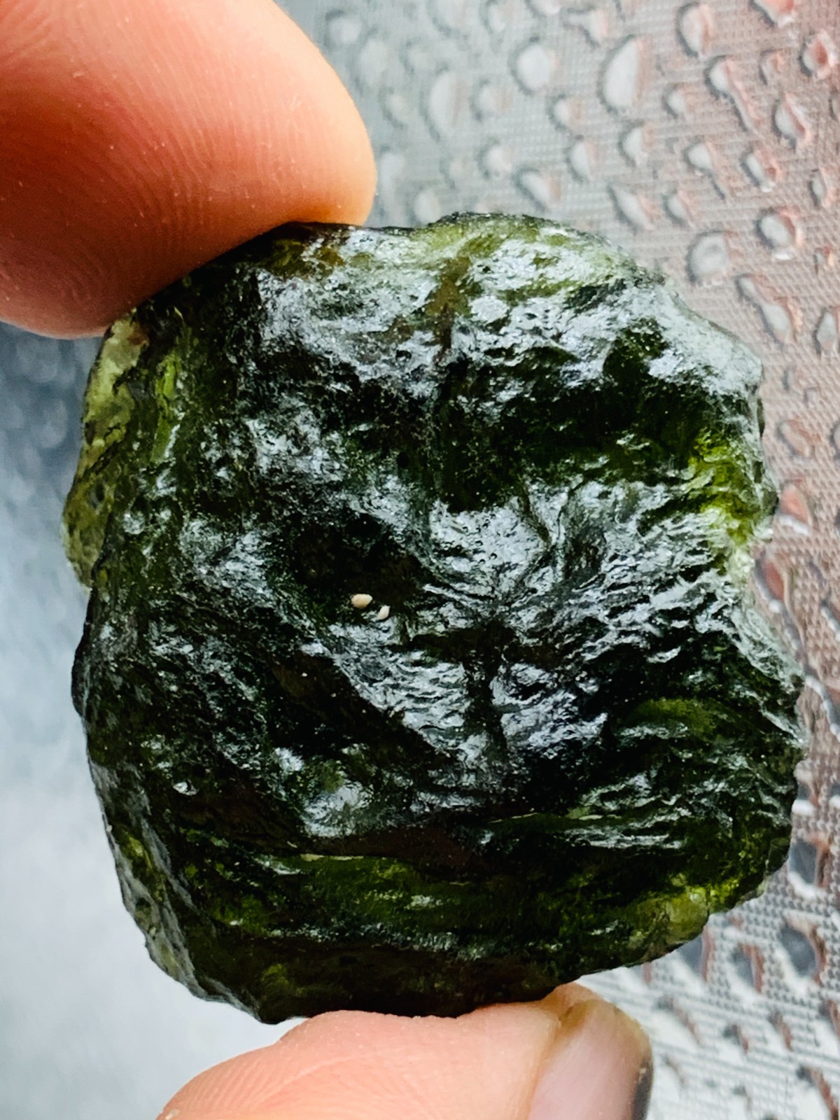 Raw Moldavite Regular Grade Tektite 76CT Textured With Certificate Authenticity