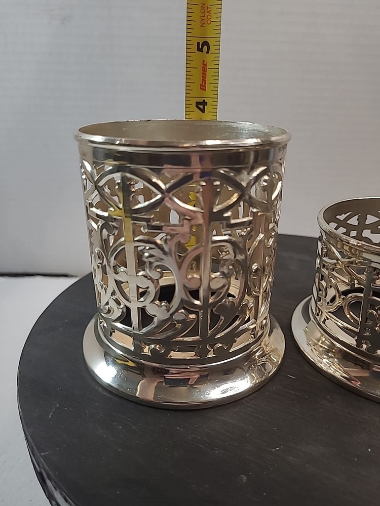 Vintage Silver Plated Candle/Cup Holder FB Rogers Pattern. Qty 2