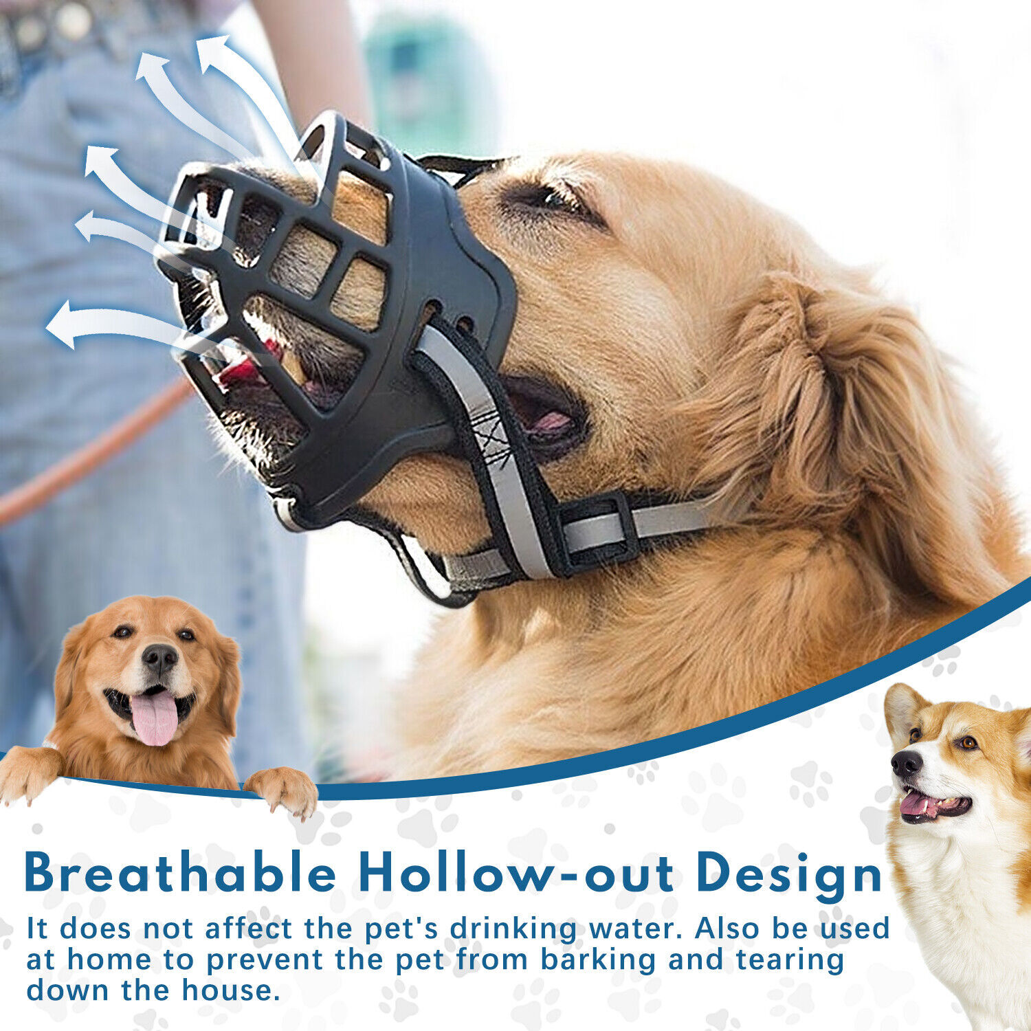 Adjustable Dog Muzzle Silicone Breathable Strong Basket Dogs Mouth Muzzles USA