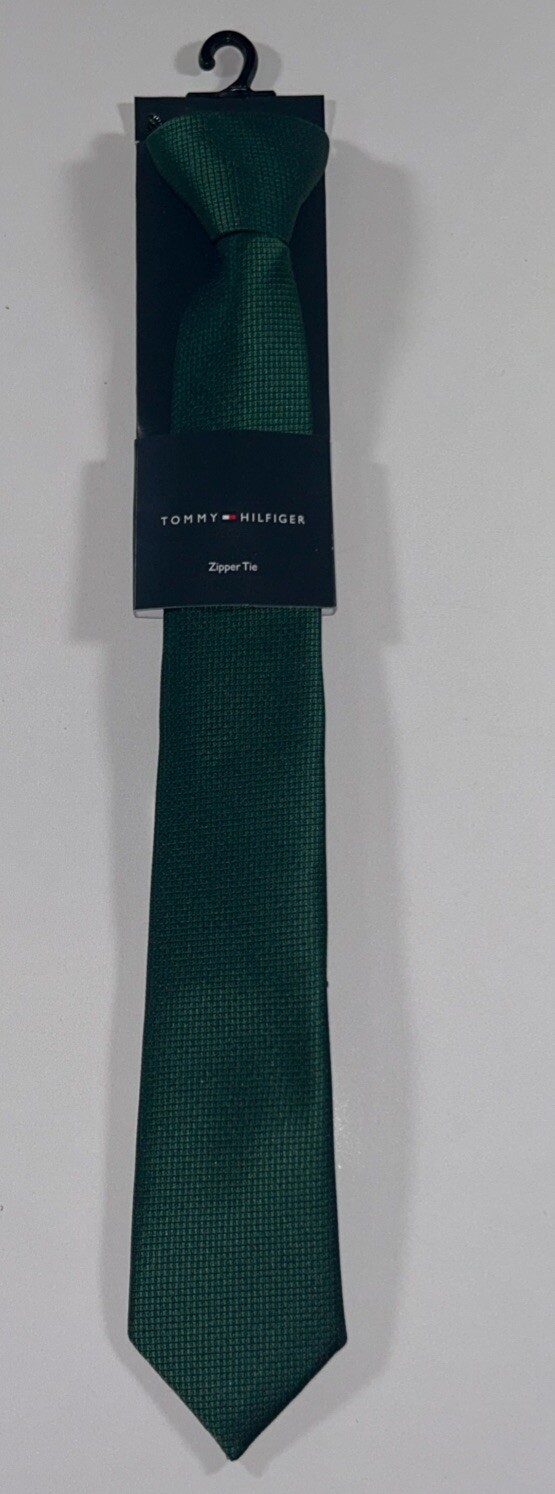 Tommy Hilfiger Boy's Green Zipper Tie New with Tags Free Shipping