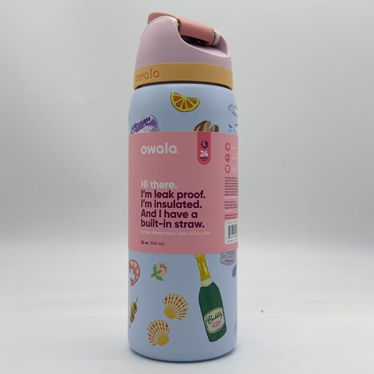 Owala x Urban Outfitters 32oz FreeSip Picnic Prep Macaroon Blue Water Bottle