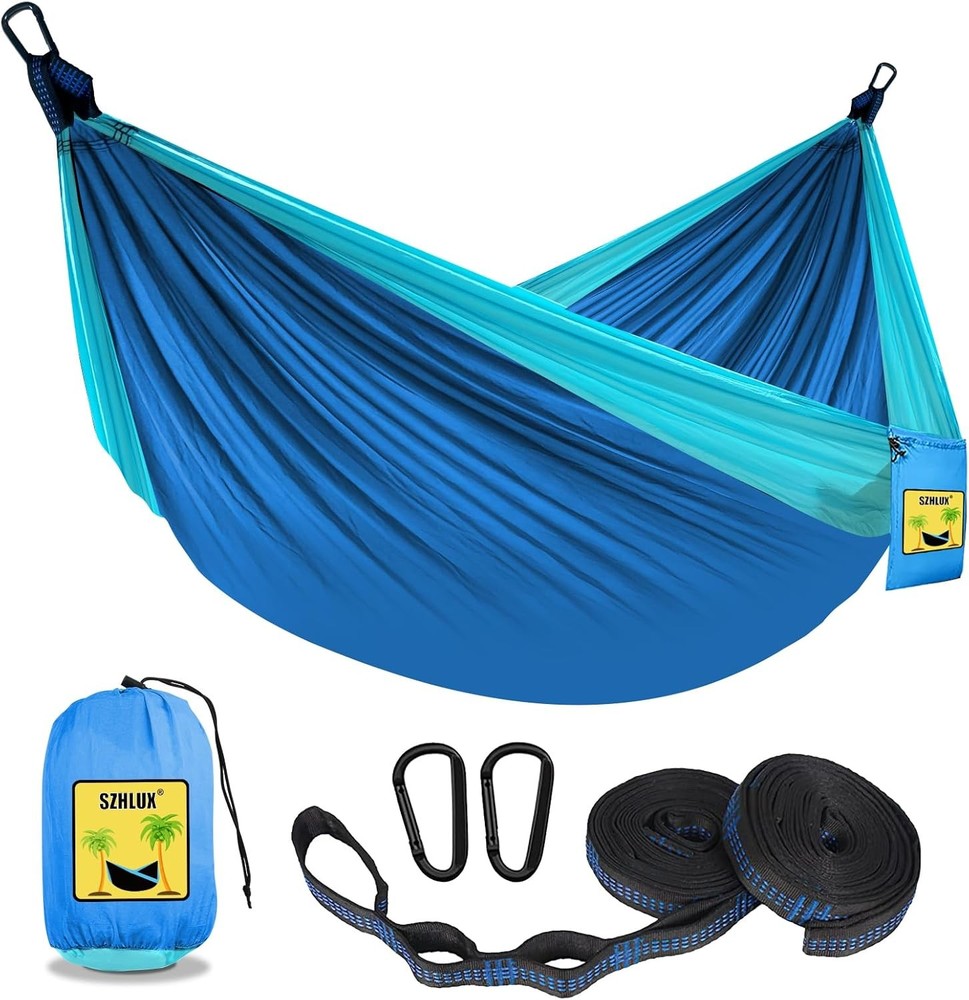 Camping Hammock Double & Single Portable Hammocks W/ 2 Tree Straps & Attached