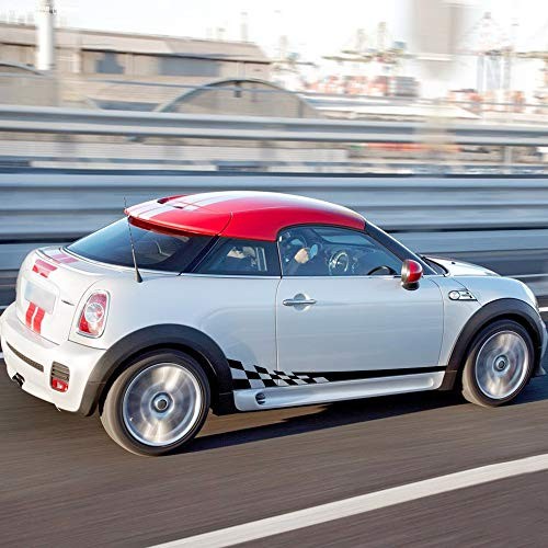 1 Pair 77.2'' Racing Checkered Flag Side Stripe Decals Compatible with Mini