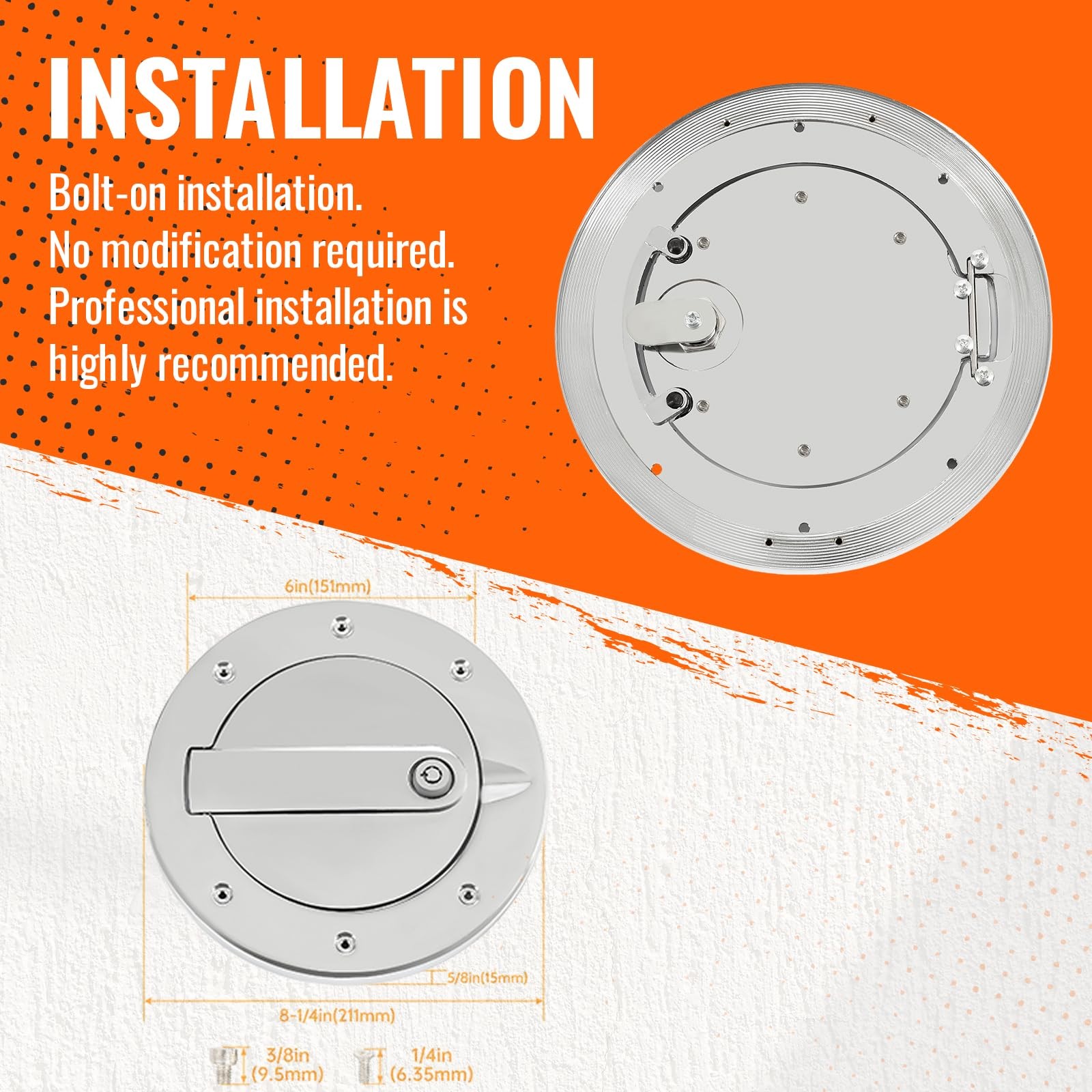 HECASA Locking Fuel Door Compatible with 2003-2010 Hummer H3 and H3T Gas Cap