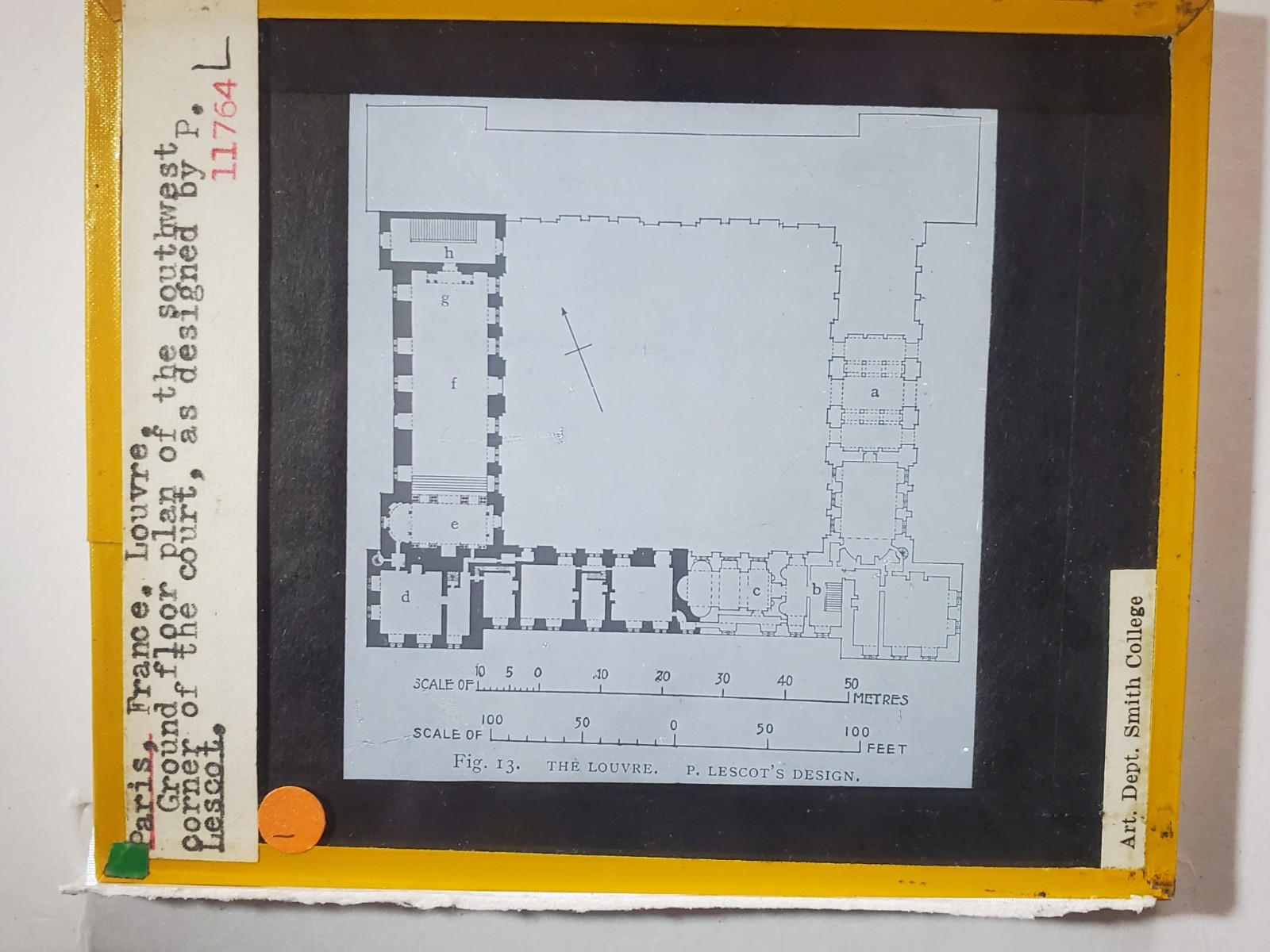 Ground Plan SW Court, Louvre, Paris, France,, Magic Lantern Glass Slide
