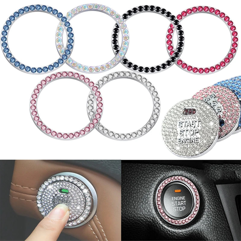 Bling Bling Car Engine Start Stop Switch Button Cover Crystal Rhinestone Protect