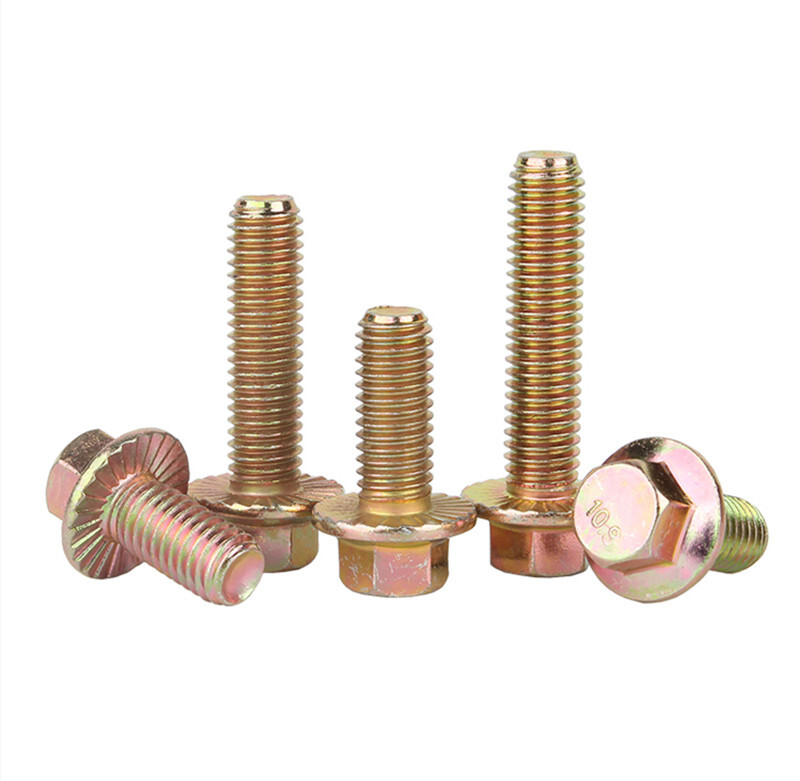 Color Zinc 10.9 Hexagon Flange Bolts Hex Flange Head Screw M6 M8 M10 M12