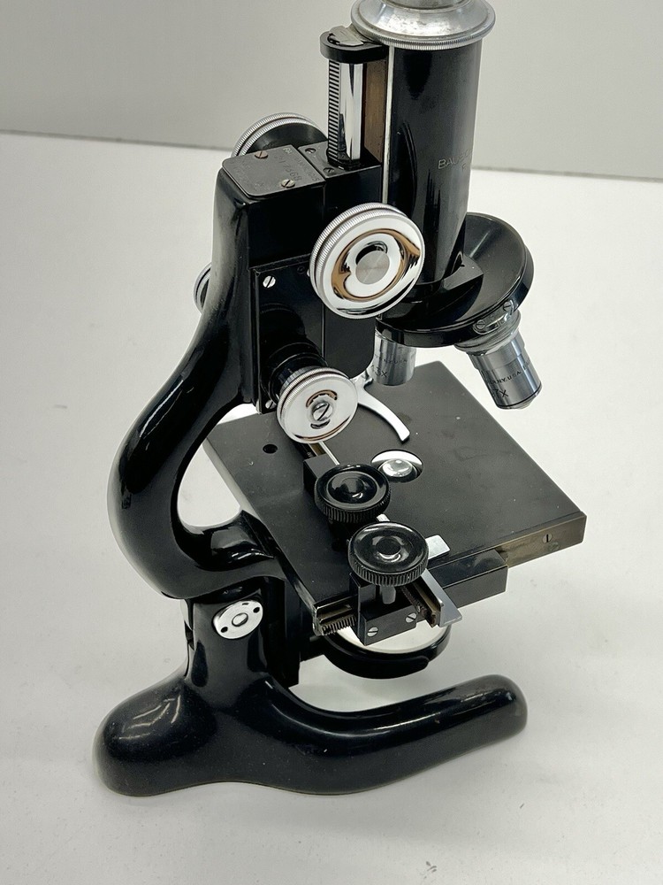 Vintage BAUSCH & LOMB Monocular MICROSCOPE w/ 3 Objectives Dated 1915