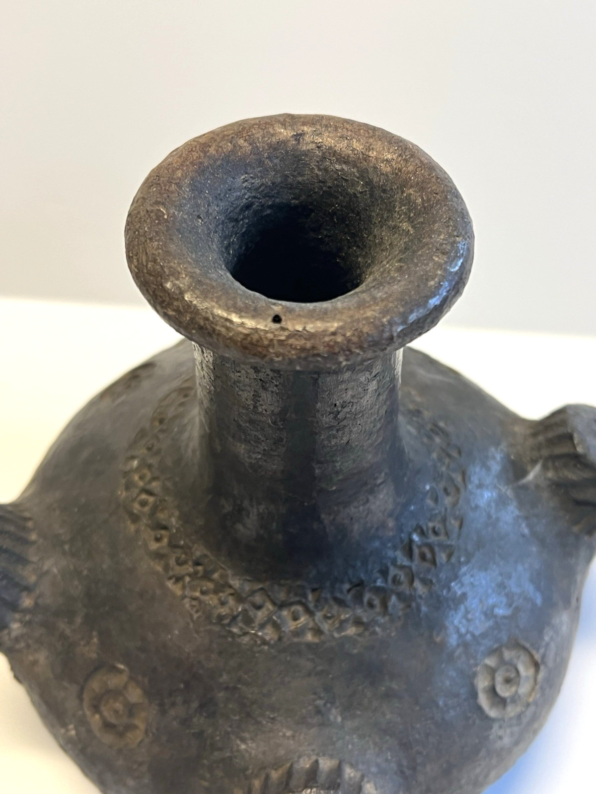 Antique Native American Indian Clay Pottery Sprouted Water Jug