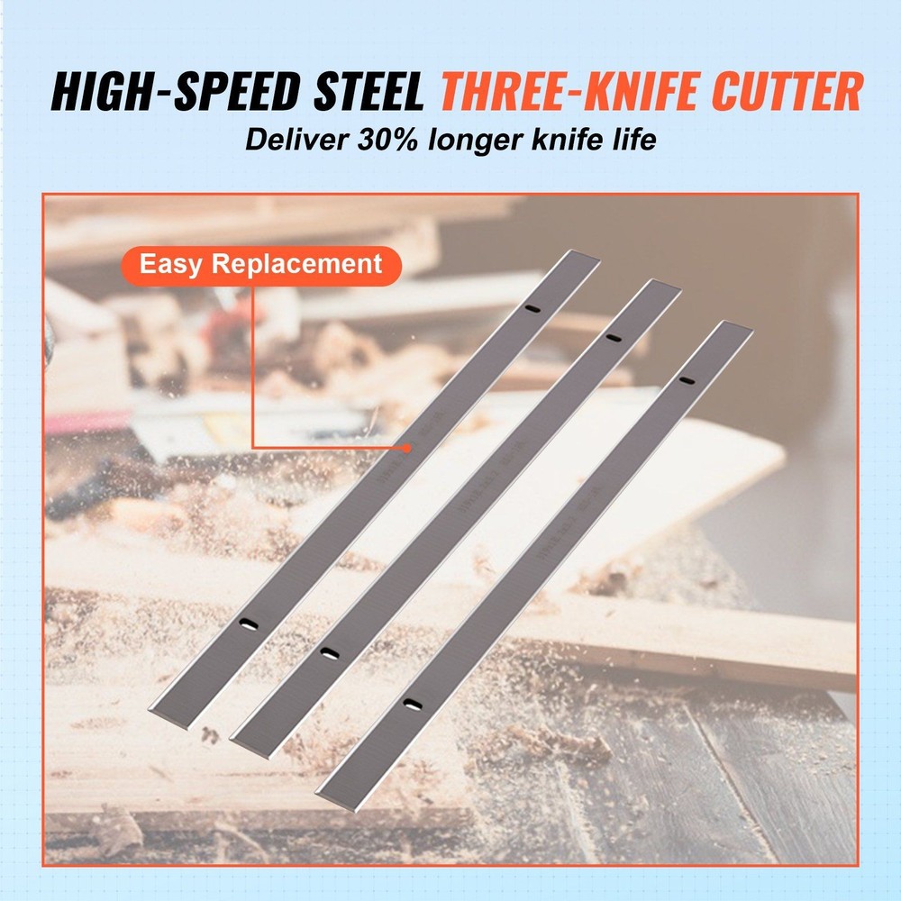 13in 15A Variable Speed Planer Triple Knife 61.7lb Enhanced Stability