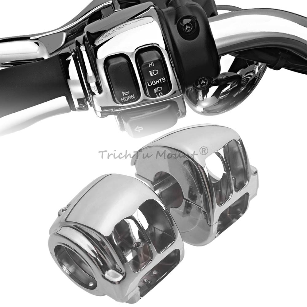 Chrome Handlebar Control Switch Housing Cover Kits For Harley Softail Heritage