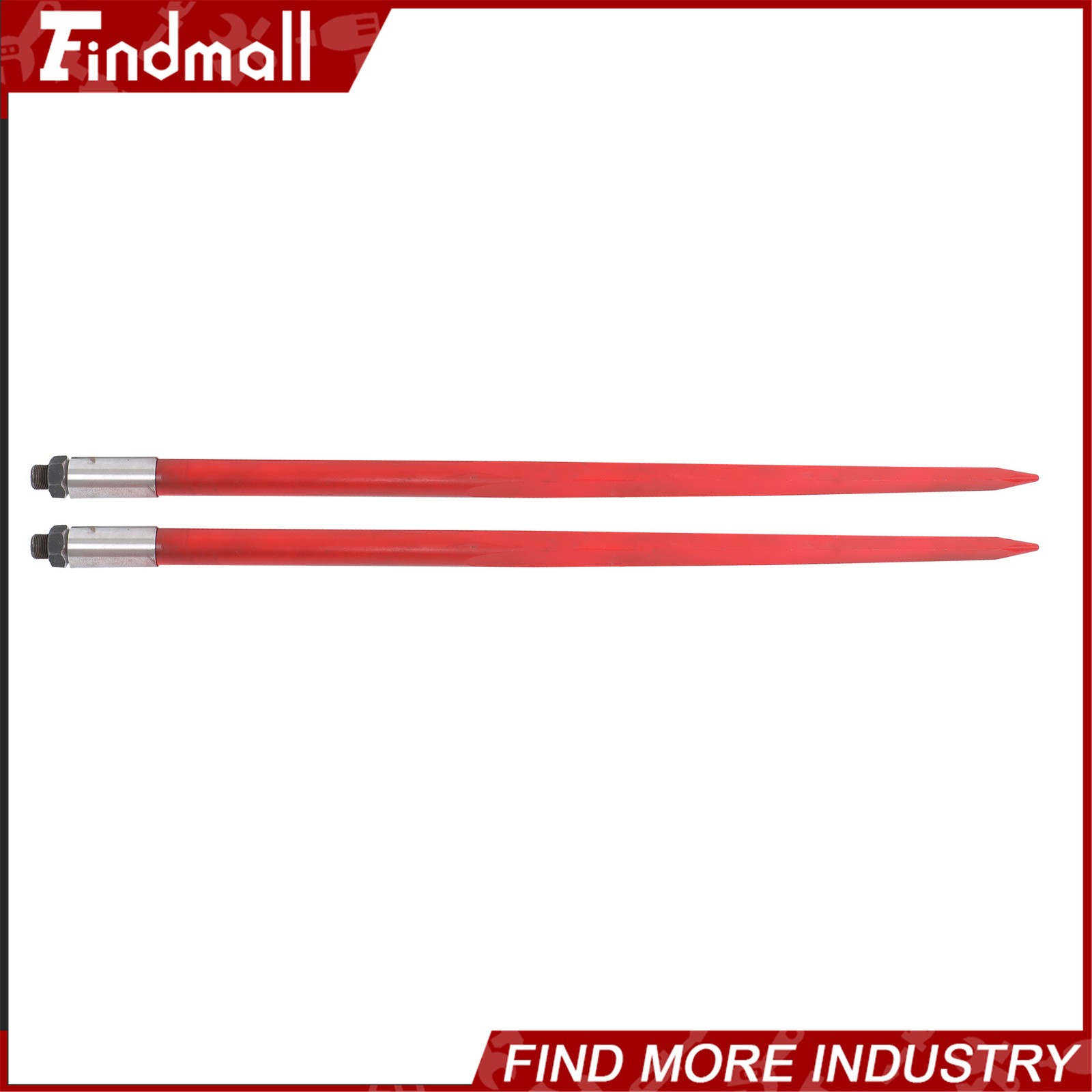 2-Pack Red Hay Bale Spear 49" 4500 lbs Capacity Spike Fork For Loaders Tractors
