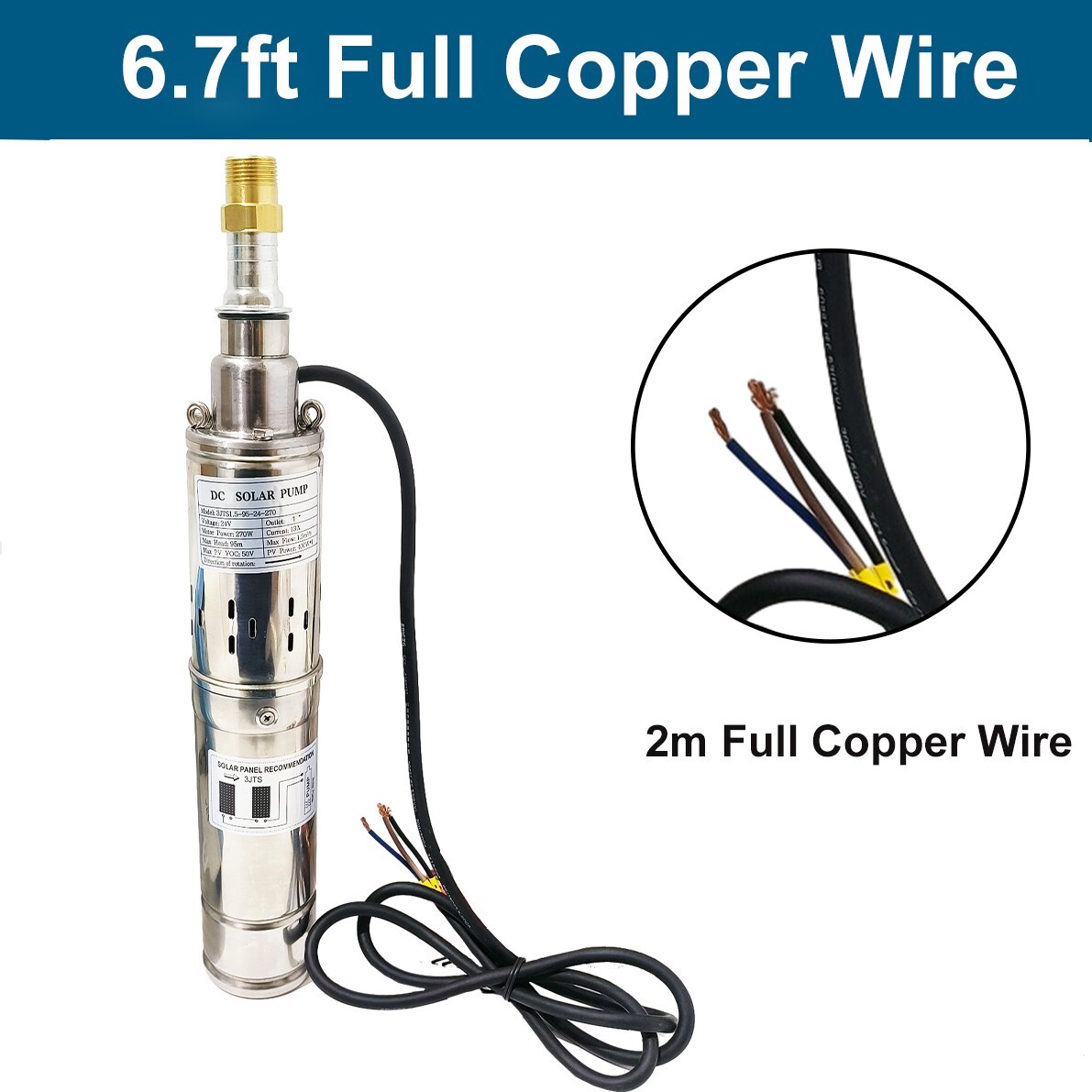 3" Solar Pump Submersible Pump Bore DC 48V 500W Deep Well Pump + MPPT Controller