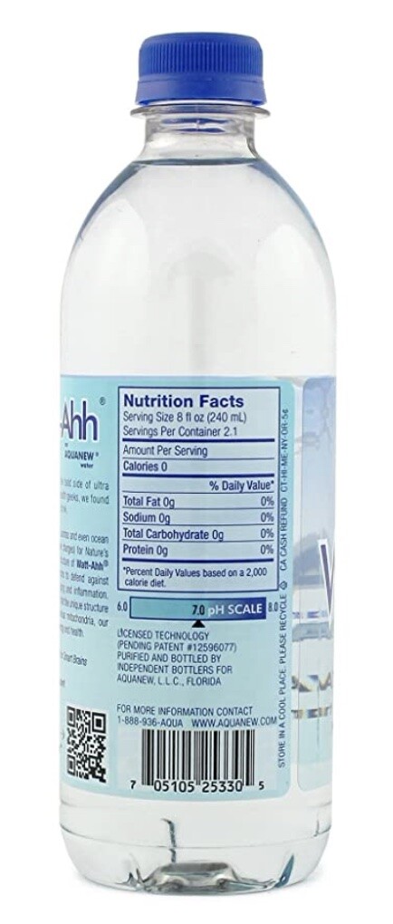 AquaNew’s Watt-Ahh Ultra-Pure Polarized Water – 16.9 fl. oz (case of 24 bottles)